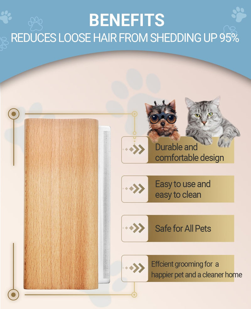 Dog Brush for Shedding | Pet Hair Removal Tool, Cat Grooming Supplies, Deshedding Dog Brush | Combs for cleaning and grooming short and long hair (L (5.3 Inch)) L ( 5.3 Inch )
