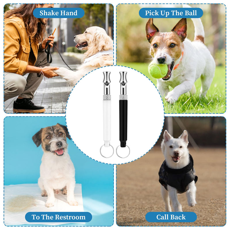 2 Pcs Dog Whistle to Stop Barking, Professional Dogs Training Whistle with Lanyard, Adjustable Ultrasonic Black and White Dog Training Tools to Stop Barking - PawsPlanet Australia