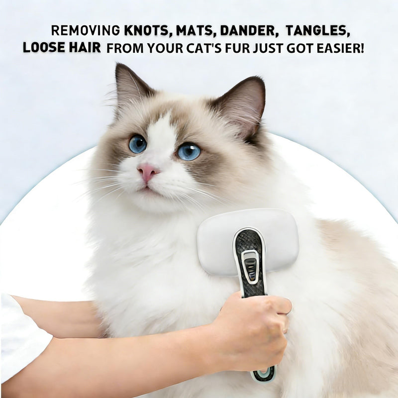 Cat Brushes for Indoor Cats,Skin Friendly Cat Brush for Shedding & Grooming Brush for Long or Short Haired Cats, Easy Clean Retractable Bristles, Grey Grey 1 PCS - PawsPlanet Australia