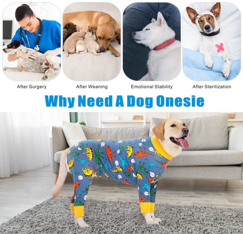Recovery Suit for Dogs After Surgery - Large Medium Dog Pajamas Bodysuit, Full Body Onesie, Cone Alternative, Prevent Licking, Male Female 6XL NavyBlue