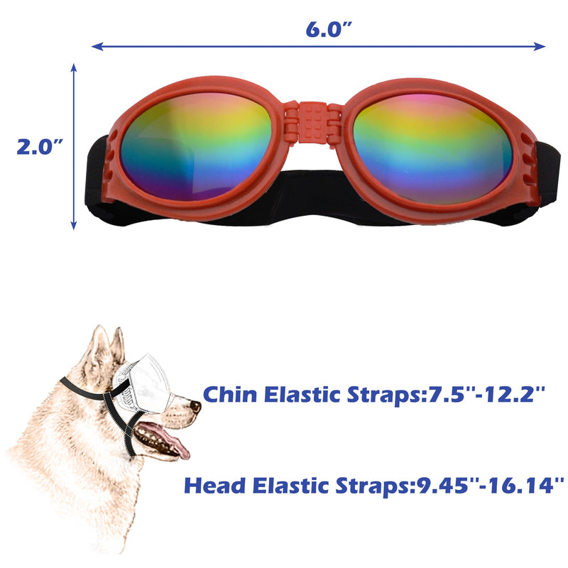 Dog Goggles, Pet Glasses UV Protection,Goggles with Adjustable Strap for Small Size Dogs,Summer Pet Decoration(Red Frame) Red Frame - PawsPlanet Australia
