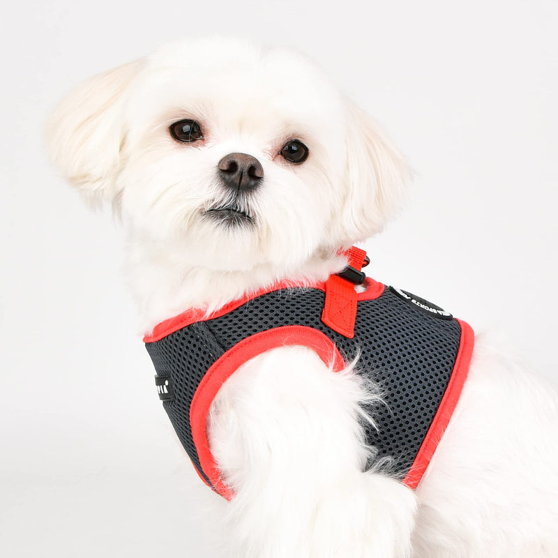 Puppia Soft Vest Dog Harness II Mesh Step-in All Season No Pull No Choke Walking Training for Small & Medium Dog - Grey - L Large