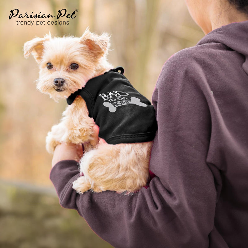 Parisian Pet Dog T-Shirt - Embroidered Bad to Da Bone Dog Clothes - 100% Cotton, Sleeveless Pet Vest - Machine Washable Shirt for Large Dogs 2XL - PawsPlanet Australia