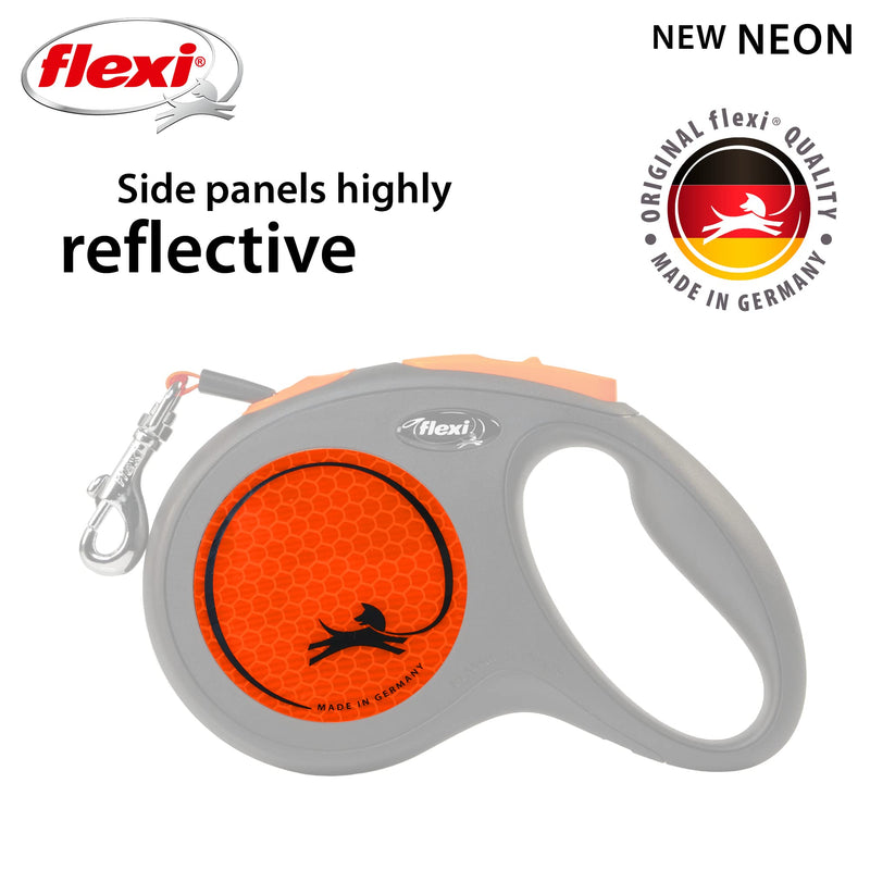 flexi Neon M Tape 5 m black/neon-orange, retractable leash for dogs up to 25 kg - PawsPlanet Australia