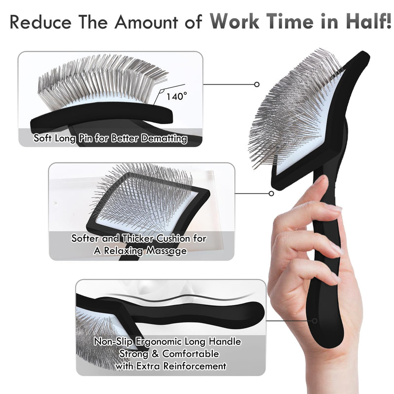 Dog Slicker Brush for Dogs, Long Hair Doodle Brush, Wooden Dog Brush Grooming Tools for Cockapoo Poodles Goldendoodles, Labradoodles, Large Long Pins and Pet Comb, Black - PawsPlanet Australia