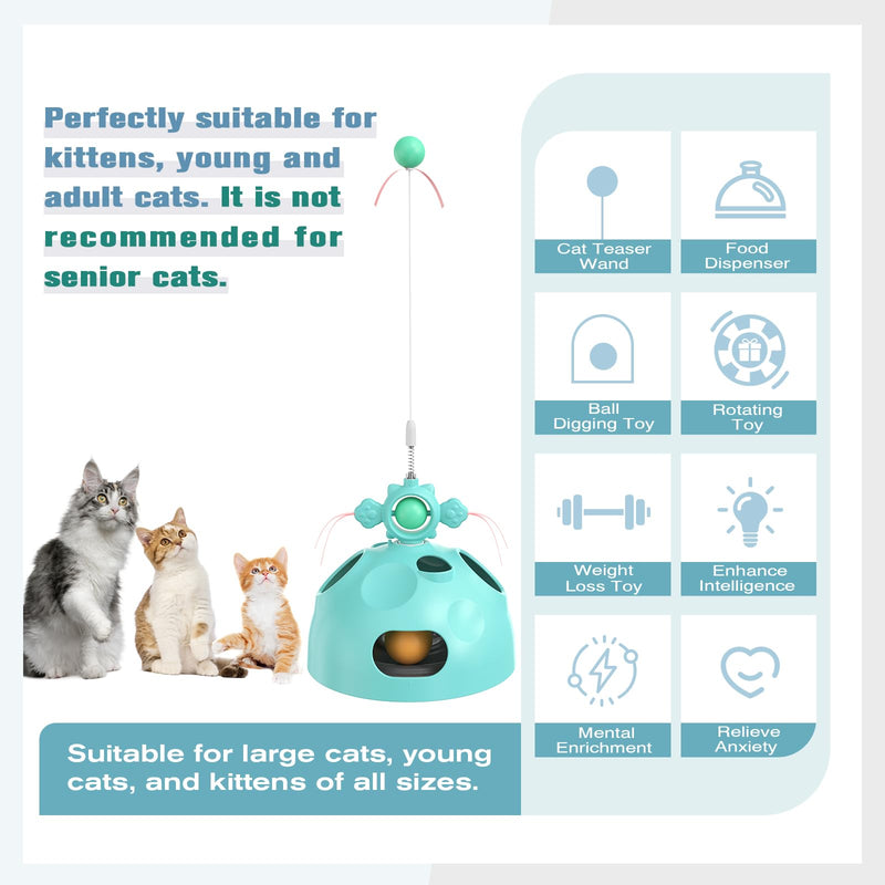 Interactive Cat Toys for Indoor Cats,4 in 1 Cat Treat Puzzle Slow Feeder Cat Wand Dancer Rolling Treat Ball Maze,Cat Treat Dispenser Puzzle Toy Cat Toys for Indoor Cats for Kitten Adult Cat - PawsPlanet Australia