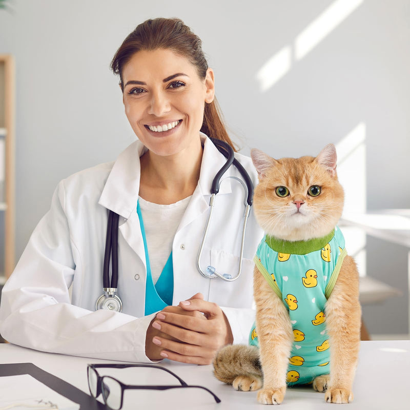 Avont Cat Recovery Suit - Kitten Onesie for Cats After Surgery, Cone of Shame Alternative Surgical Spay Suit for Female Cat, Post-Surgery or Skin Diseases Protection -Duck(M) Duck Medium