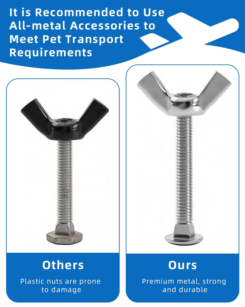 24 Sets M4 Pet Carrier Fasteners, Bolts with Butterfly Nuts for Kennels and Travel Crates, Replacement Hardware Kit for Dog and Cat Cages - PawsPlanet Australia