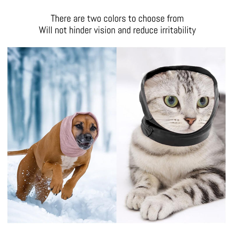 2 Pcs Dog Ear Defenders, Dog Ear Muffs Noise Protection, Anxiety Relief Protector, Winter Neck Warm Ski Mask (Pink, Black)