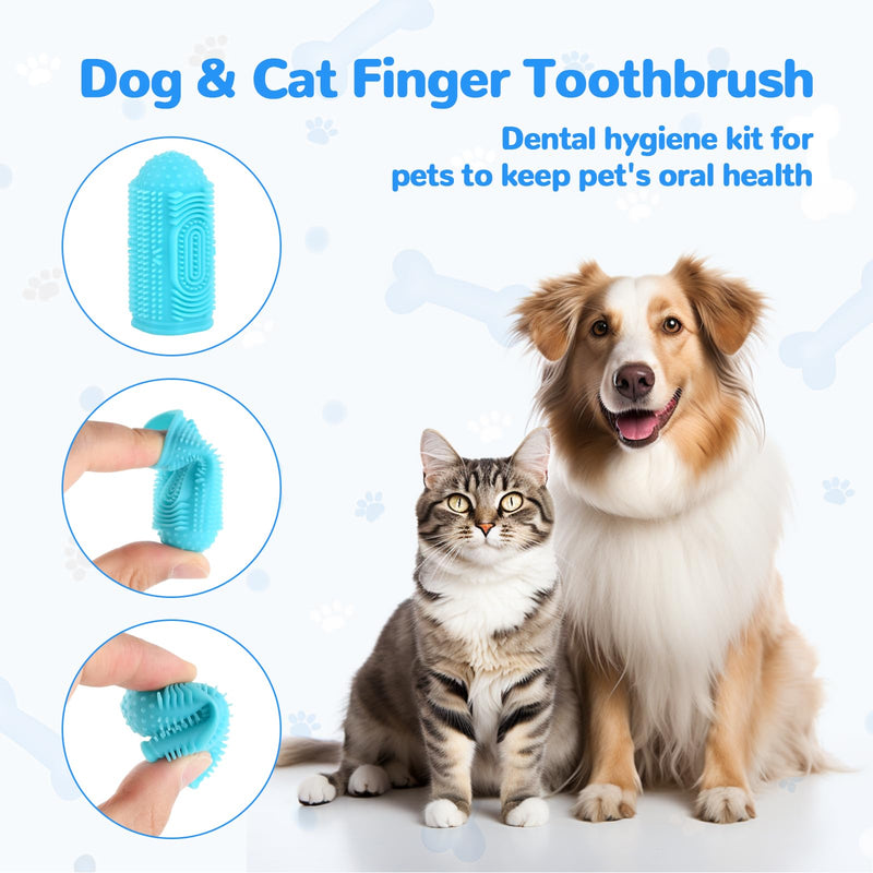 Pack of 4 Cat and Dog Toothbrushes, 360° Toothbrush for Dogs and Cats, Reusable Food Grade Silicone Toothbrush, Suitable for Small, Medium and Large Pets