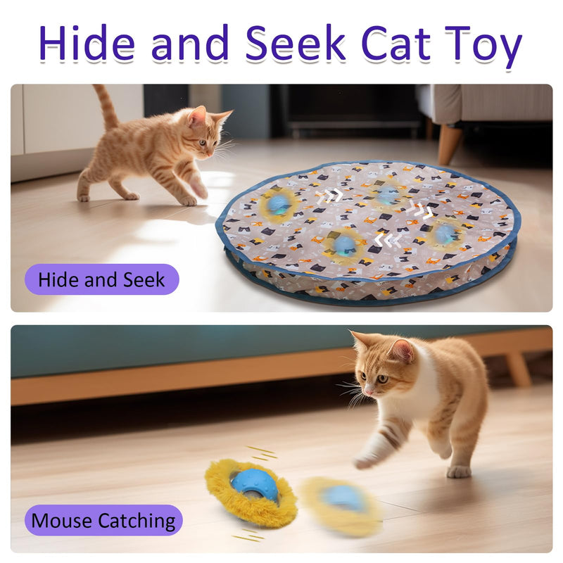 Interactive Cat Toys Ball Fast Rolling in Pouch, Motion Activate Chirping Cat Toy Hide and Seek Mouse Catching Game (Blue) Blue - PawsPlanet Australia