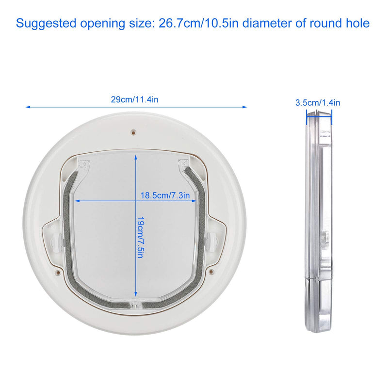 Two Way Cat Door, 29x29x3.5cm Cat Flap Magnet Door Dog Round Plastic Doorway for Puppy Doggie Kitten Screens Windows Interior Exterior Circumference