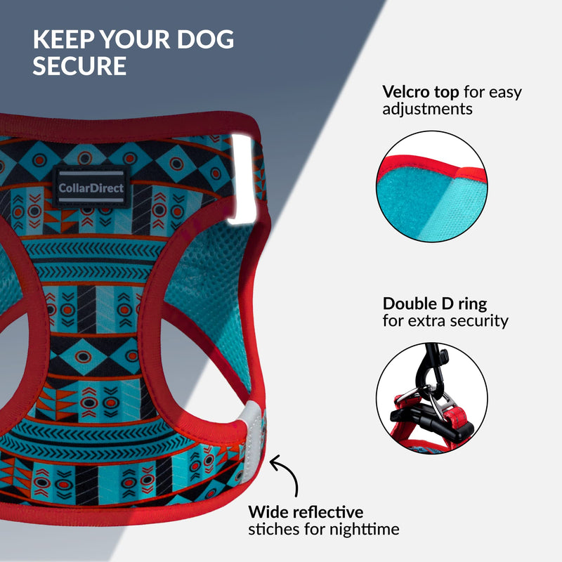 CollarDirect Step-in Reflective Dog Harness - Any Weather Air Mesh for Small and Medium Dogs Easy to Put On and Off 3 Patterns (Size S, Pattern 1) Tribal - PawsPlanet Australia