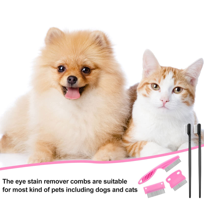 5 Pieces Dog Eye Combs Tear Stain Remover Combs Pet Grooming Comb for Small Dogs Gently Removing Eye Mucus and Crust (Pink, Black) Pink, Black - PawsPlanet Australia