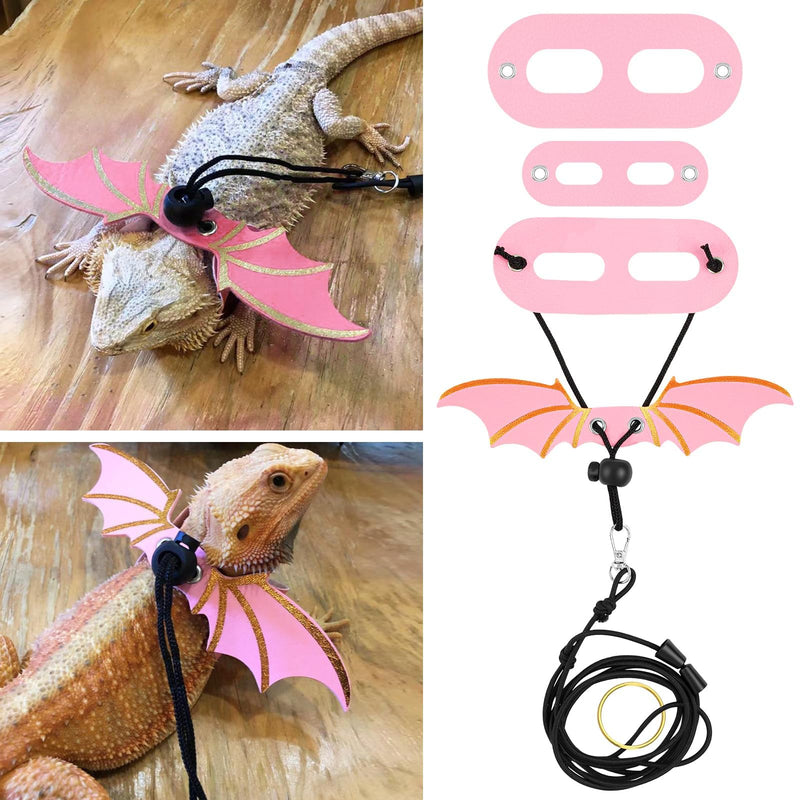 3PCS Pink Bearded Dragon Harness and Leash, Adjustable Lizard Harness with Wings for Reptile Lizard, Amphibians, Outdoor Walking Vest with Traction Rope (S, M, L) - PawsPlanet Australia