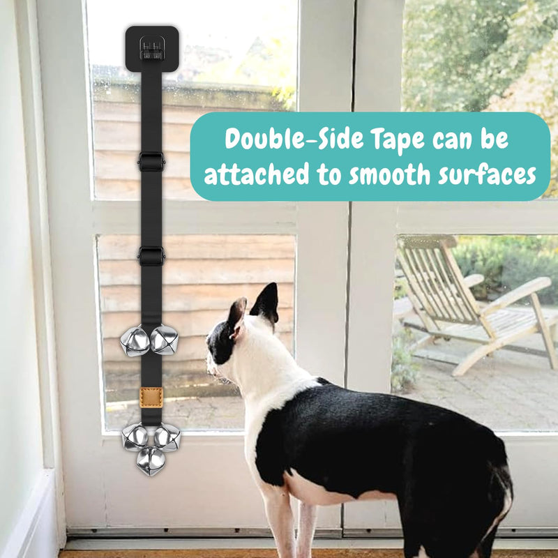 Dog Bells to Go Outside Dog Door bell Premium Quality Buckle Adjustable Dog Bell Dog Attached to doorknob or Anywhere Near The Door, Length and Height Adjustable 01-Black