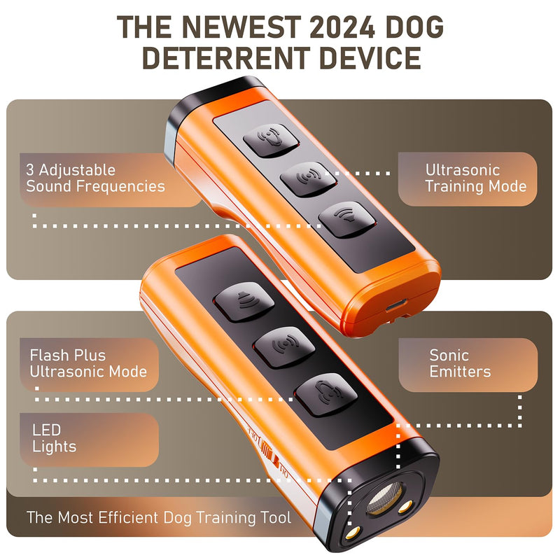 Dog Bark Deterrent Devices Rechargeable Anti-Barking Device for Dogs 50ft Long Range Ultrasonic Correct Your Dog's Bad Behavior at the Push of aButton Better Than Shock Collars or Dog Training Collars 1 Pack Orange - PawsPlanet Australia