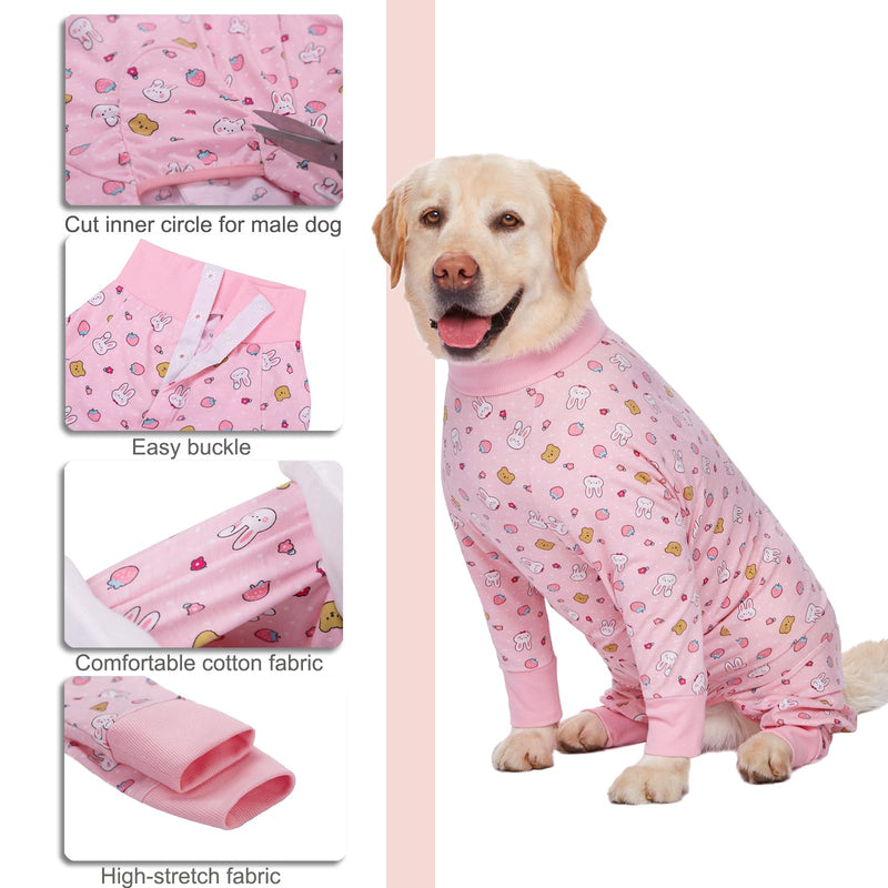 Recovery Suit for Large Medium Dogs After Surgery, Soft Breathable Anti Licking Dog Onesie E-Collar & Cone Alternative, Pet Bodysuit for Preventing Hair Loss Full Cover Wound(4XL, Pink Bunny) 4XL(Chest 32.28-35.55 in) - PawsPlanet Australia