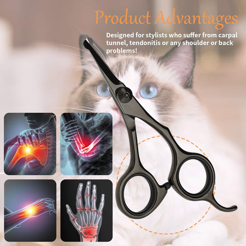 Dog Scissors for Care of Face and Paws, Ears and Eyes, Length 5.3 Inch Cat, Safety Round Tip Grooming Scissors, Titanium Coated Stainless Steel Fur Titanium - Scissors for Face/Legs/Ears