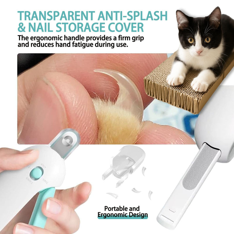 Cat Nail Clipper, Cat Nail Trimmer with Adjustable 3-Size Trimming Hole & Hidden Nail File, Anti-Splash Claw Cutter with Debris Catcher for Kittens, Cats & Small Pets Home Grooming Blue - PawsPlanet Australia