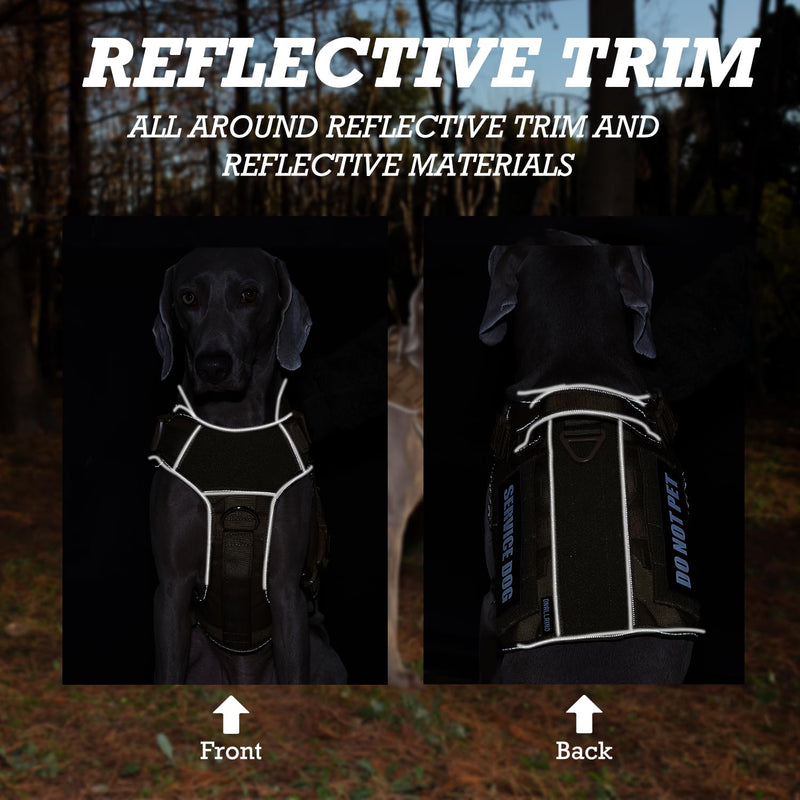 Tactical Dog Harness for Large, No Pull Adjustable Reflective MOLLE Service Dog Harness with Do Not Pet Patches, Military K9 German Shepherd Dog Vest for Training Walking Hunting Brown Army Brown L - PawsPlanet Australia