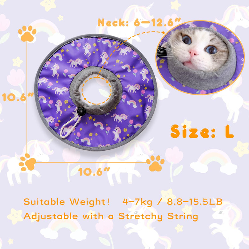 Cat Recovery Collar, Adjustable Waterproof Elizabethan E-Collar for Cats, Kittens, Small Dogs, Stop Licking Scratching After Surgery, Circular Lightweight Cute Drawstring for Easy Eating and Drinking M - PawsPlanet Australia