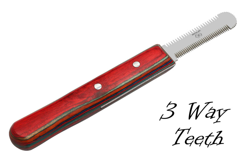 Brutul Bee Dog Grooming Coat Stripping Knife Stripper Trimmer Tool Wooded Handle Stripping Knives Set of 6 in Stainless Steel Non-Slip Tools for Grooming Dogs (Multi) Multicolor - PawsPlanet Australia