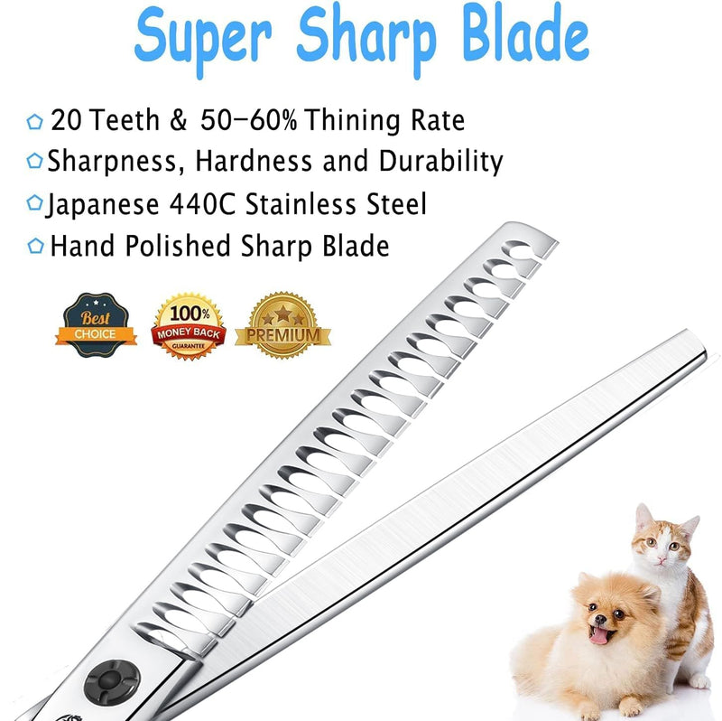 Purple Dragon 7 Inch Chunker Scissors for Dogs, Dog Thinning Scissors, Made of Japanese 440C Stainless Steel, Right Handed Dog Hair Scissors for Dog Groomers and Beginners - PawsPlanet Australia
