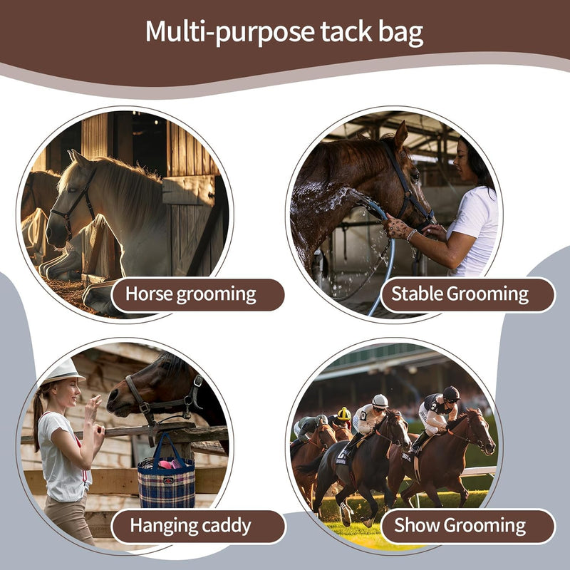 BARN & STABLE Breathable & Waterproof Mesh Horse Grooming Bag with 8 Pockets Tear-Resistant Grooming Tote for Horse Grooming Caddy Bag Organizer to Secure Items(Silver) Silver