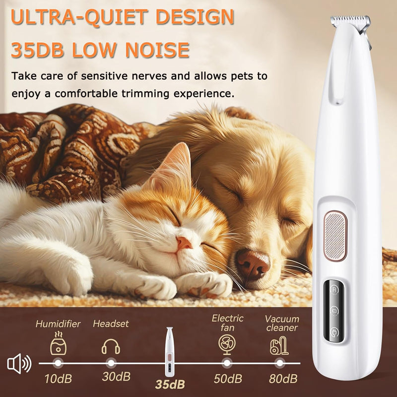 1PC Dog Paw Trimmer with LED Light,35dB Low Noise Precision Pet Paw Trimmer for Dogs Cats Grooming Clippers,Safety Electric Paw Hair Trimmer for Paws,Ears,Rump,Face,Eyes 1set - PawsPlanet Australia