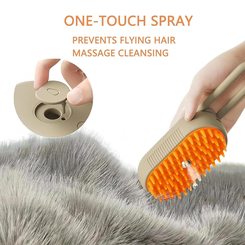 4 in 1 Cat Steam Brush,cat brushes for indoor cats,Rechargeable Steam Cat with Steam,Anti-Static Steam Pet Brushes for Dogs Cats(Khaki) - PawsPlanet Australia