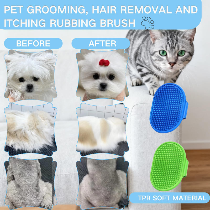 3pcs Pet Bath Brush, Scrubber, Shampoo Bubble Maker, Paw Washer,Rubber Shower Comb With Adjustable Ring Handle For Dogs & Cats (Long & Short Hair) (Blue) - PawsPlanet Australia
