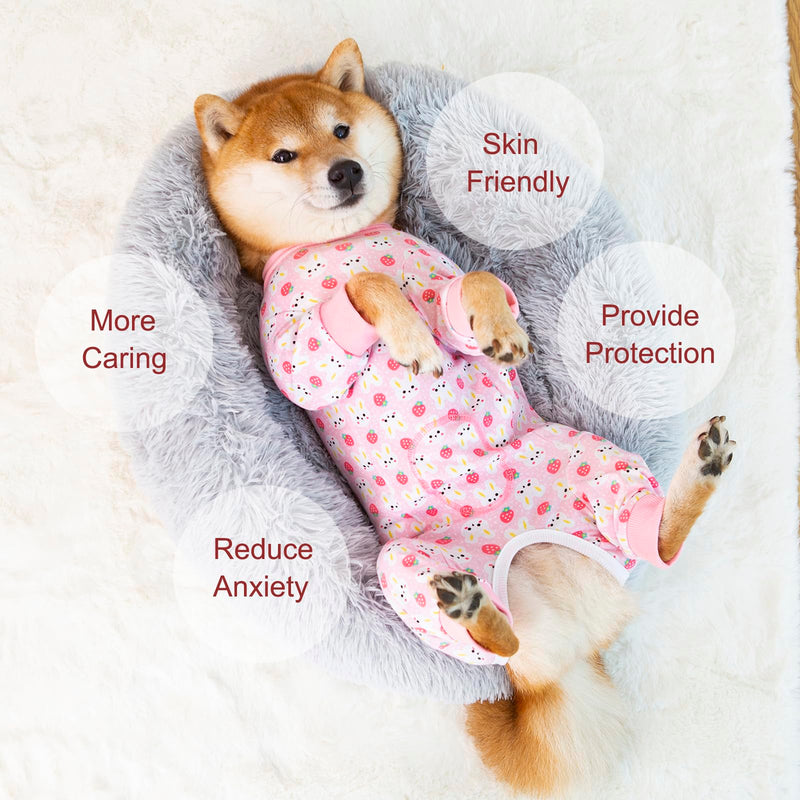 Dog Recovery Suit for Small Medium Large Dogs, Pet Onesie After Surgery Comfort Dog Bodysuit Anti Licking (Medium, Pink Bunny) - PawsPlanet Australia
