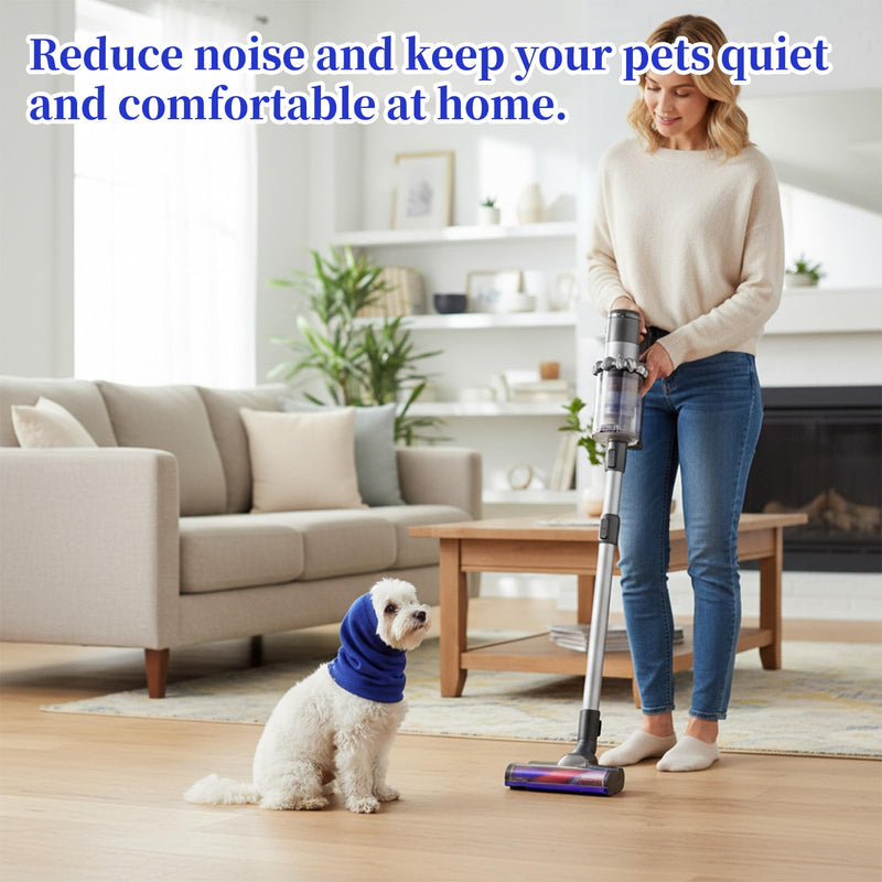 Dog Anxiety Relief Ear Muff, Blue Dog Noise Cancelling Ear Muffs, Dog Ear Muffs Noise Protection, Soft Dog Calming Hoodie, Neck Head Cover for Grooming, Force Drying, Bath, Fireworks (S) Small