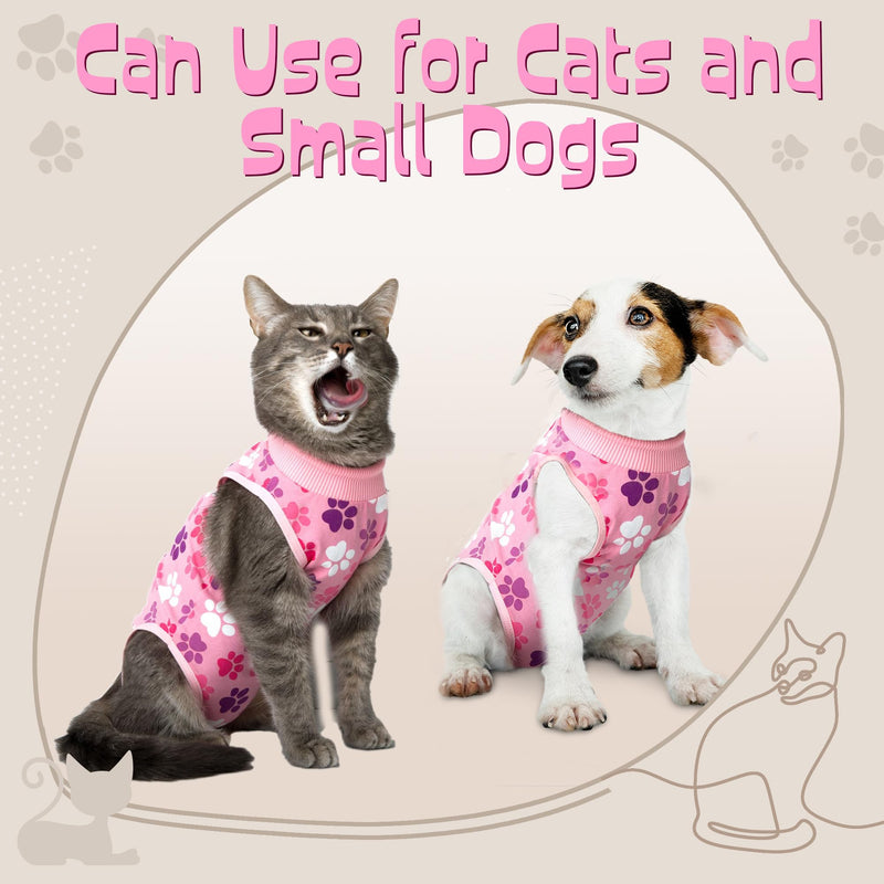 Cat Recovery Suit: Soft Pink Post-Surgery Suit for Cats with Paw Print Design - Elastic, Breathable & Washable Recovery Suit for Spay or Healing After Surgery - Great Alternative to The Cone of Shame Medium Pink Paw Print - PawsPlanet Australia