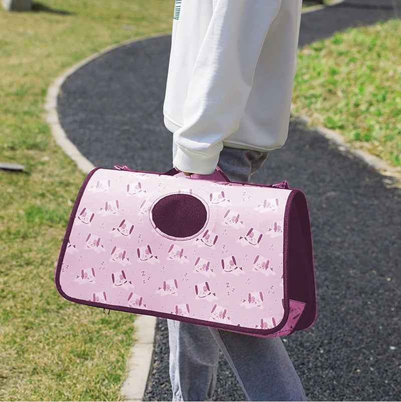 Pet Carrier with Shoulder Strap, 14 Inch x 9.4 Inch x 7 Inch Foldable Pink Breathable High Strength Oxford for Less Than 4.4 Pound Dog and Cat (Small) Small
