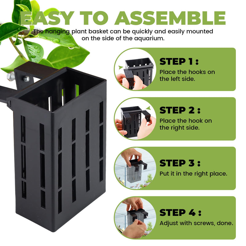 4 Pack Aquarium Plant Holder for 1-3.2in Edge, Hanging Fish Tank Plant Holder Aquatic Plant Pot with 16 Hooks for Live Plants Aquarium Planter Fish Tank Decorations 4 - PawsPlanet Australia