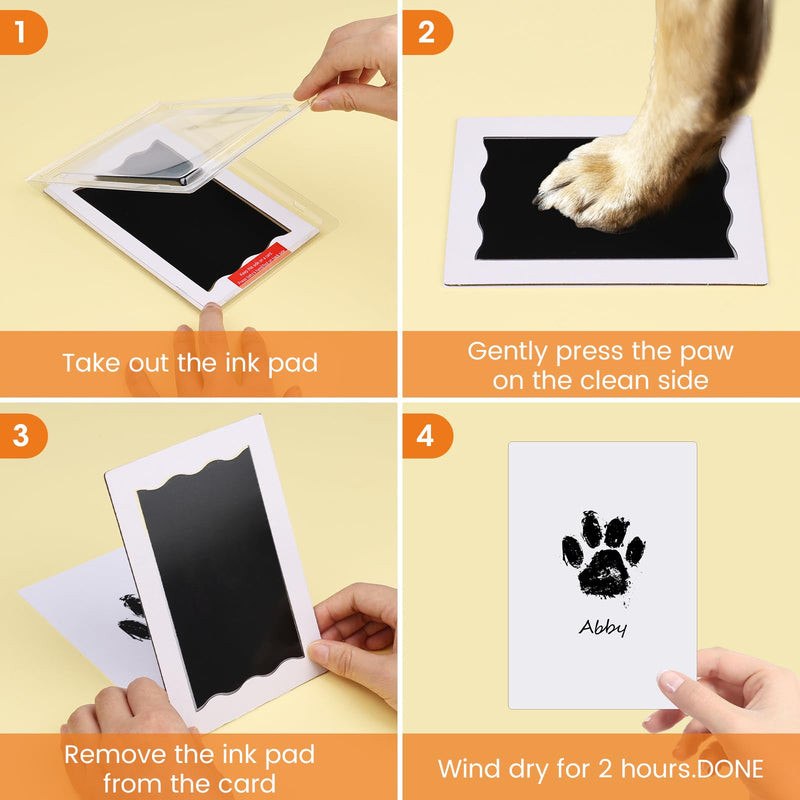 Nabance Paw Print Kit, Dog Nose Print Kit, 8 Pcs Baby Hand and Footprint Kit with Cute Pattern Photo Frames, No Mess Paw Print Stamp Pad for Dogs & Cats, Clean Touch Ink Pads, Family Keepsake Large 2 Pack Black - PawsPlanet Australia