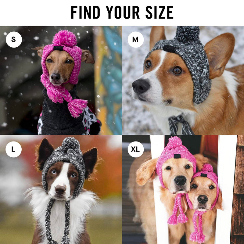 Canada Pooch Winter Dog Hat Pom Pom Hat Dog Beanie Knitted Warm Dog Hat for Small Medium Large Dogs L Charcoal - PawsPlanet Australia
