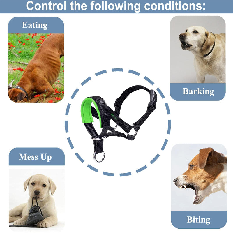 Dog Head Collar with Padded Fabric, Head Harness for Dogs, Anti pulling Head Halter Collar, Adjustable and Easily Control (M, Lake Blue) Medium