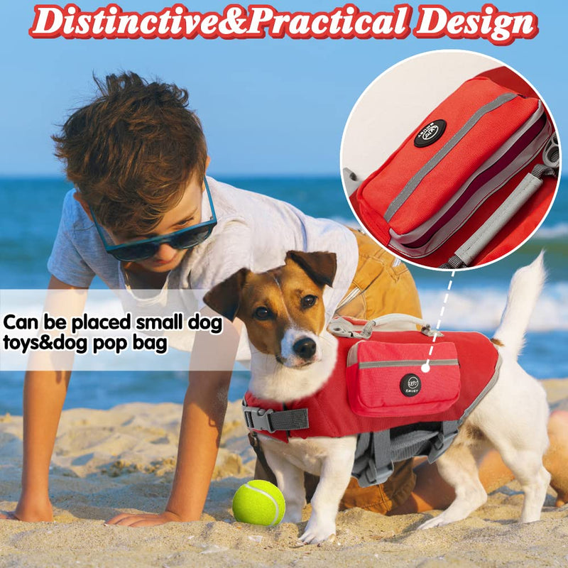 EMUST Dog Flotation Vest, Life Jacket for Small Dogs with Rescue Handle, Small Dog Vests Lifesaver for Swimming Boating Water, Red S - PawsPlanet Australia