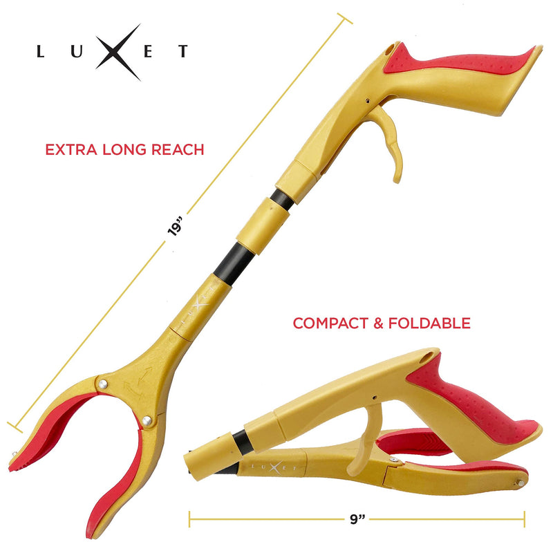 Grabber Reacher Tool - Latest Version Luxet 19 Inch Gold&Black, Foldable Pick Up Stick - Strong Grip Magnetic Tip - Heavy Duty Trash Picker Claw Reacher Grabber Tool Elderly Wheelchair Mobility Aid - PawsPlanet Australia