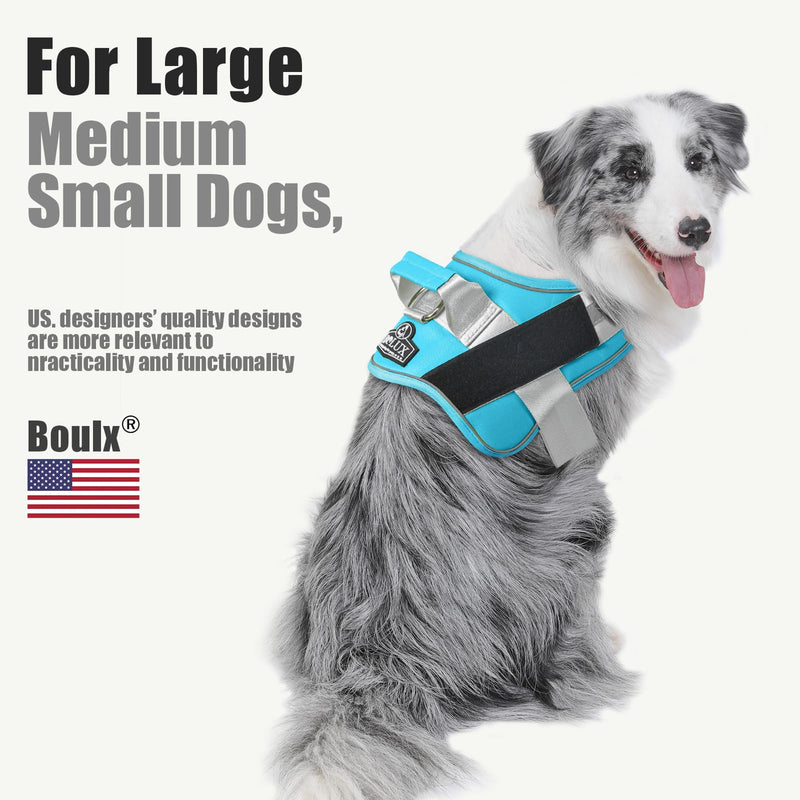 Bolux Dog Harness, No-Pull Reflective Dog Vest, Breathable Adjustable Pet Harness with Handle for Outdoor Walking - No More Pulling, Tugging or Choking (OceanicBlue, Large (Pack of 1)) Large (Pack of 1) OceanicBlue - PawsPlanet Australia