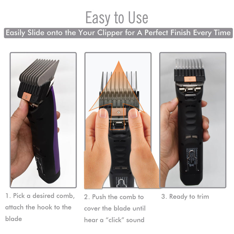 Professional A5-Style Animal Clipper Stainless Steel Color-Coded Snap-on Attachment Guard Guide Comb, 1/8"-1" Compatible with Wahl KM Series Oster A5 Andis Detachable Blade Pet Dog Groomers (#4-1/2") #4-1/2" - PawsPlanet Australia