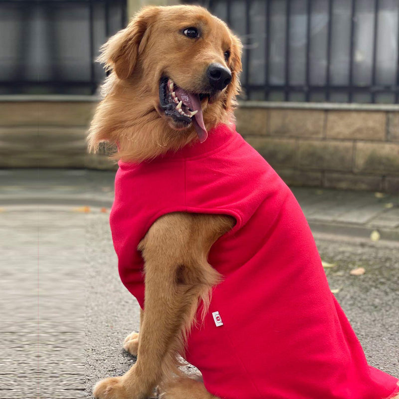 Lovelonglong Dog Winter Vest Warm Breathable Dog Polar Fleece Vest Jacket, Lightweight Winter Coat with Leash Neck Hole for Small Medium Large Dogs XXXL (Large Dog -90lbs) Red - PawsPlanet Australia