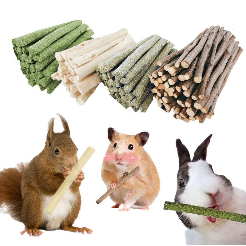 Bunny Chew Stick Rabbit Toy Treat 140g 4 in 1 Molar Stuff Organic Natural Snack Apple Branch Sweet Bamboo Timothy Hay Alfalfa Food Clean Teeth Hamster Chinchilla Parrot Gerbil Squirrel 140g (4 in 1)