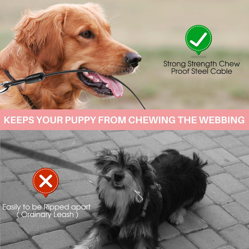 Upgraded Retractable Dog Leash with Chew Proof Cable and Poop Bag Dispenser, 16Ft Heavy Duty Dog Leash for Small Medium Large Dogs up to 120lbs, 360° No Tangle Pink - PawsPlanet Australia