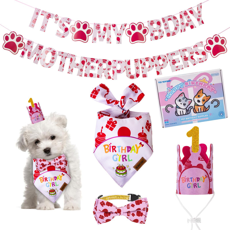 TCBOYING Dog Birthday Party Supplies, Multi Size Offered, Dog Birthday Bandana Banner Girl Hat Bow Tie with Numbers for Small Medium Large X-Large Dogs Pets (Small) - PawsPlanet Australia