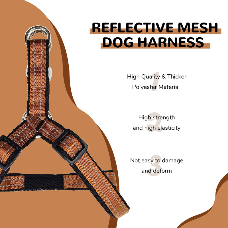 Reflective Dog Harness for Medium Dogs No Pull, Harness Medium Size Dog, Step-in Adjustable Dog Harness for Growing Puppies, Easy to Wear, Dog Harness for Medium Dogs-Coffee Brown Harness-Coffee Brown M:18" to 26"-in chest - PawsPlanet Australia