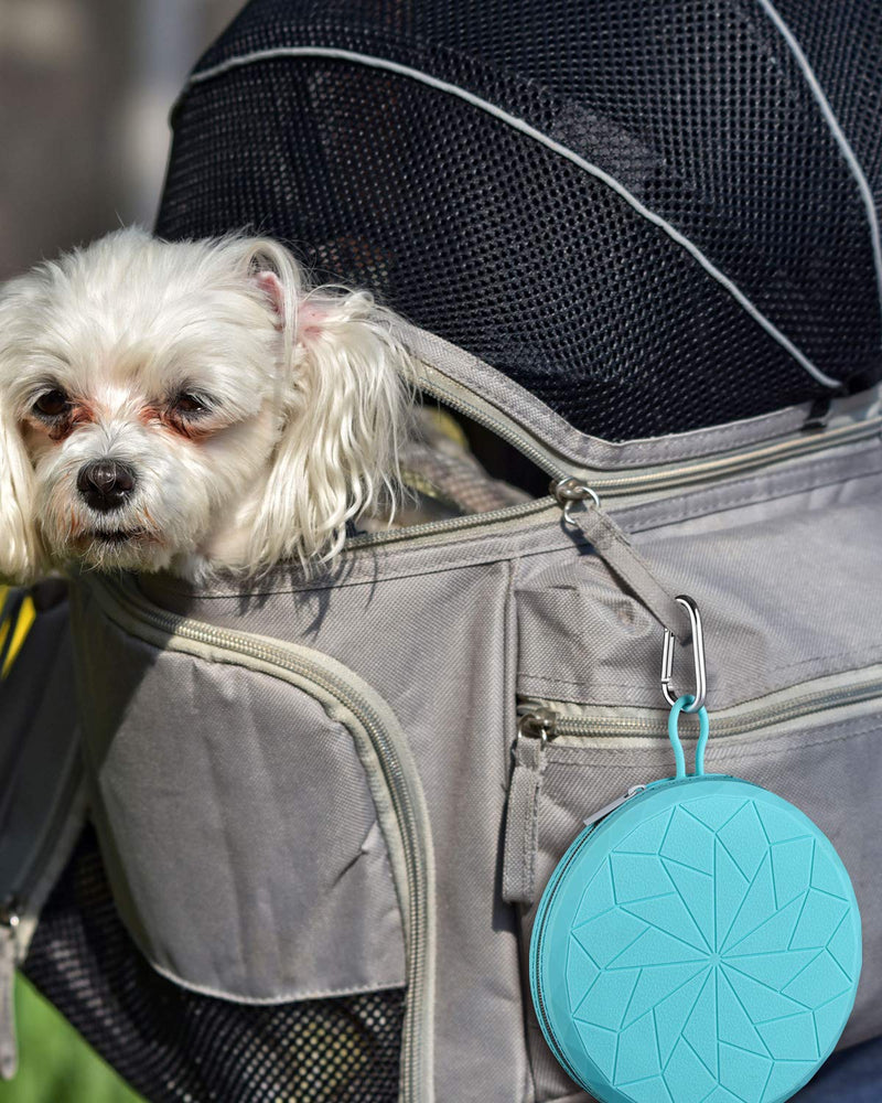 KALLAK Collapsible Silicone Twin Dog Bowls with Zipper Silicone Case, Foldable Travel Dog Bowls, Expandable Cup Dish, No Spill Non-Skid Silicone Pet Food and Water Feeder Bowl with Carabiner Clip - PawsPlanet Australia